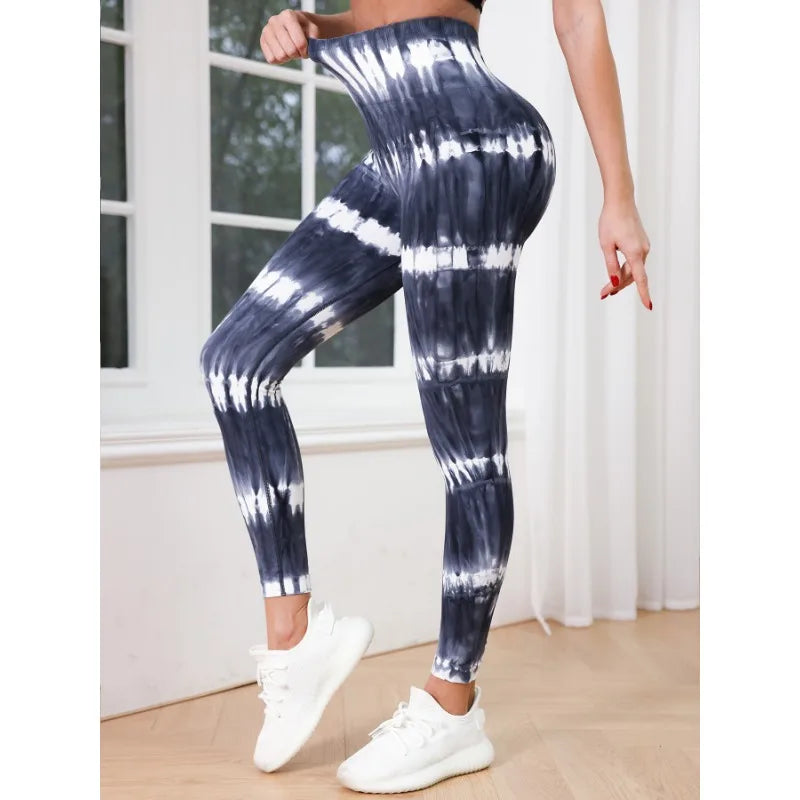 Black And Gray Tie Dye Leggings