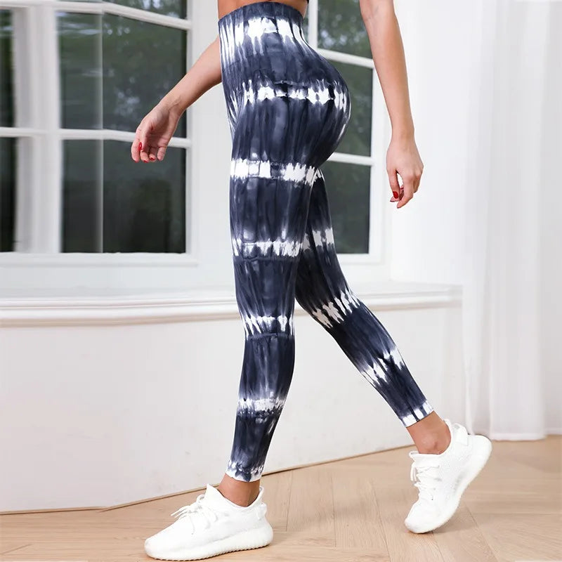 Black And Gray Tie Dye Leggings