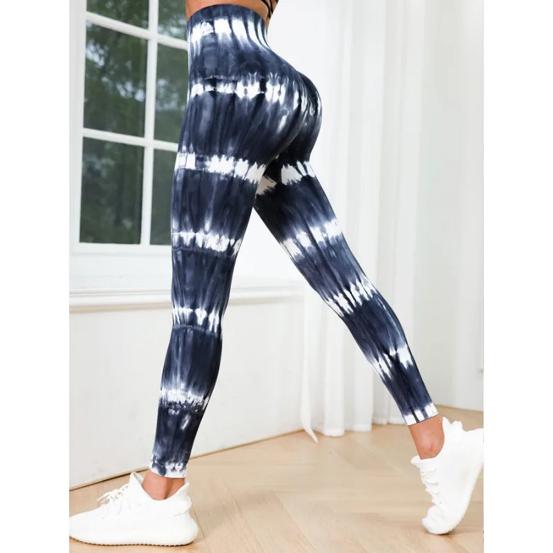 Black And Gray Tie Dye Leggings - black / S