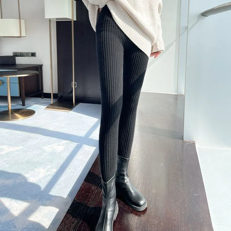 Black Knit Leggings - black / One Size / One Size