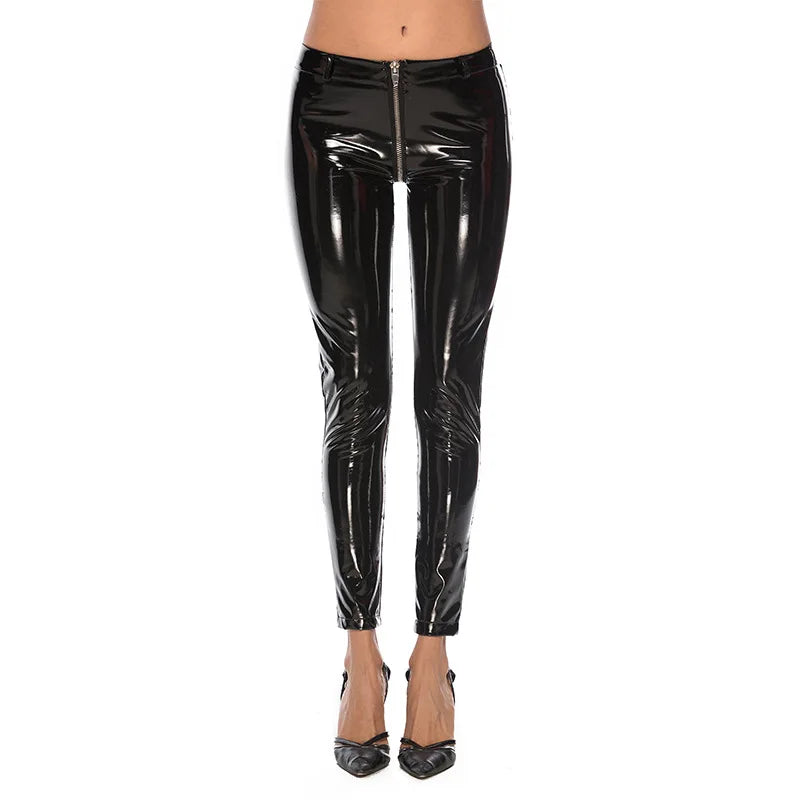 Black Latex Leggings - Black / 4XL