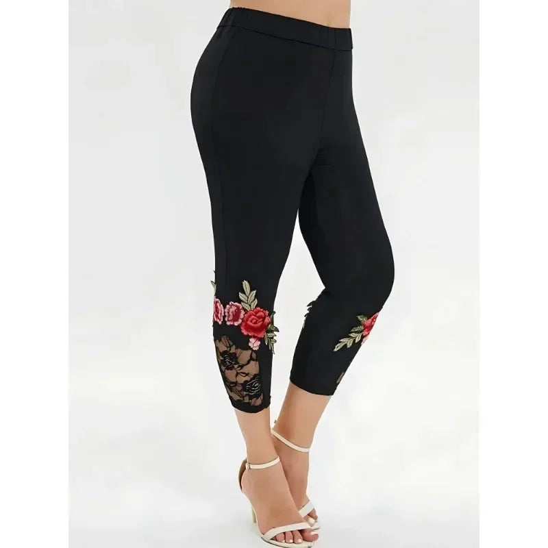 Black Leggings With Flowers