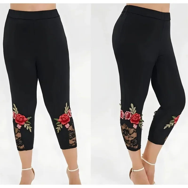 Black Leggings With Flowers