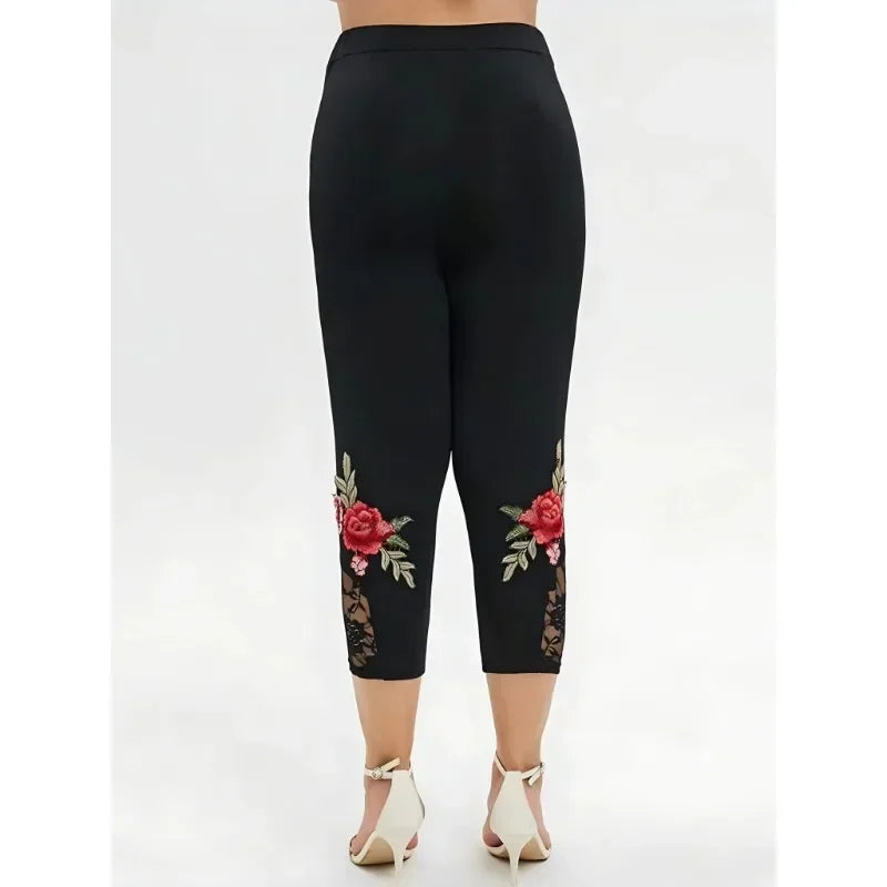 Black Leggings With Flowers