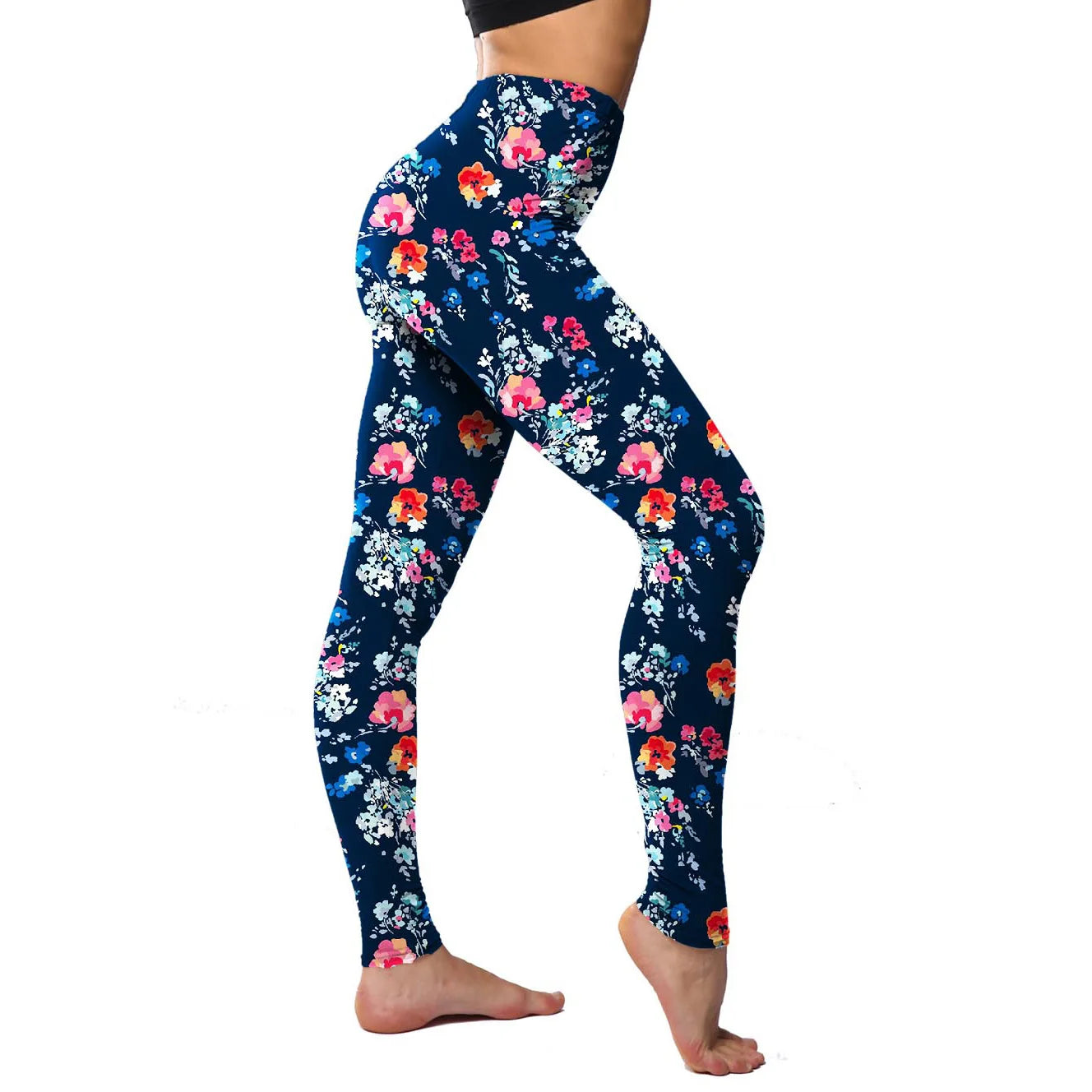 Blue Floral Leggings - S-M(40-60kg)