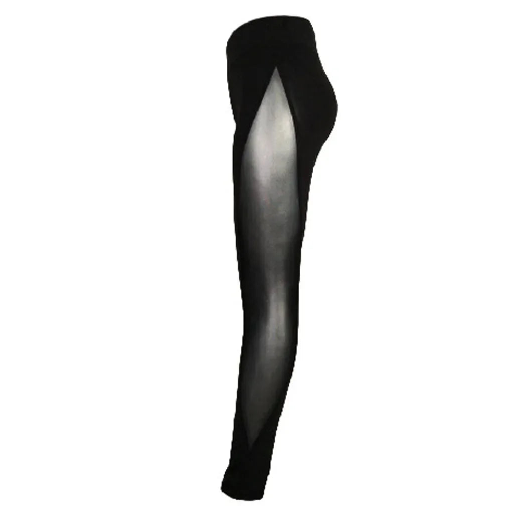 Prosthetic leg with a black cover or sleeve.