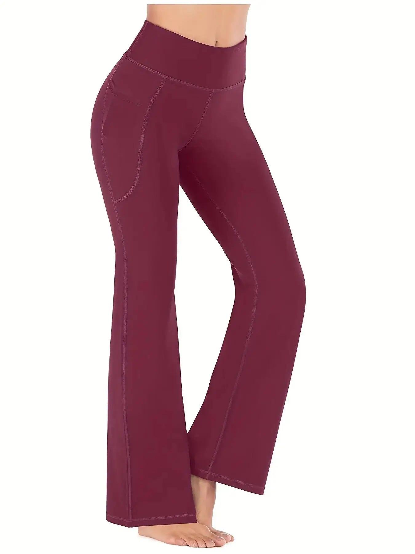 Flare Leggings With Pockets - Burgundy / S