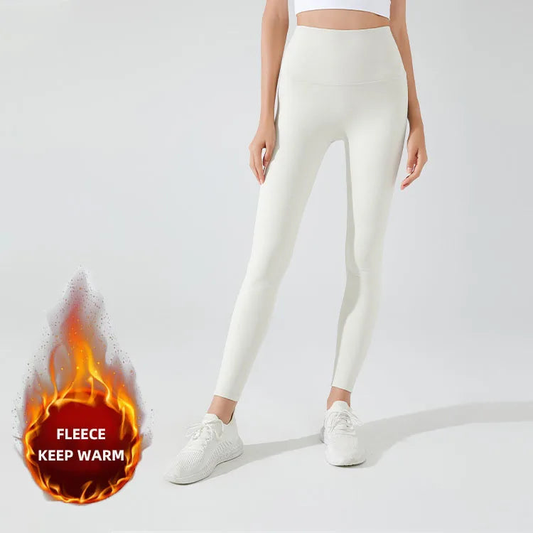 Fleece Leggings. - light ivory / S