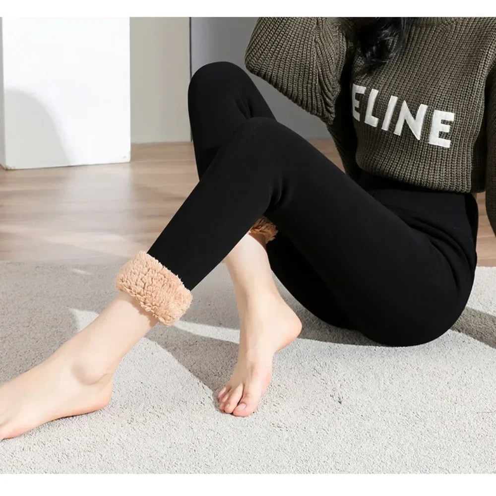 Fleece Lined Girls Leggings - Coffee / One Size