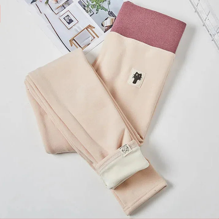 Fleece Lined Winter Leggings - Apricot / M 40-47kg