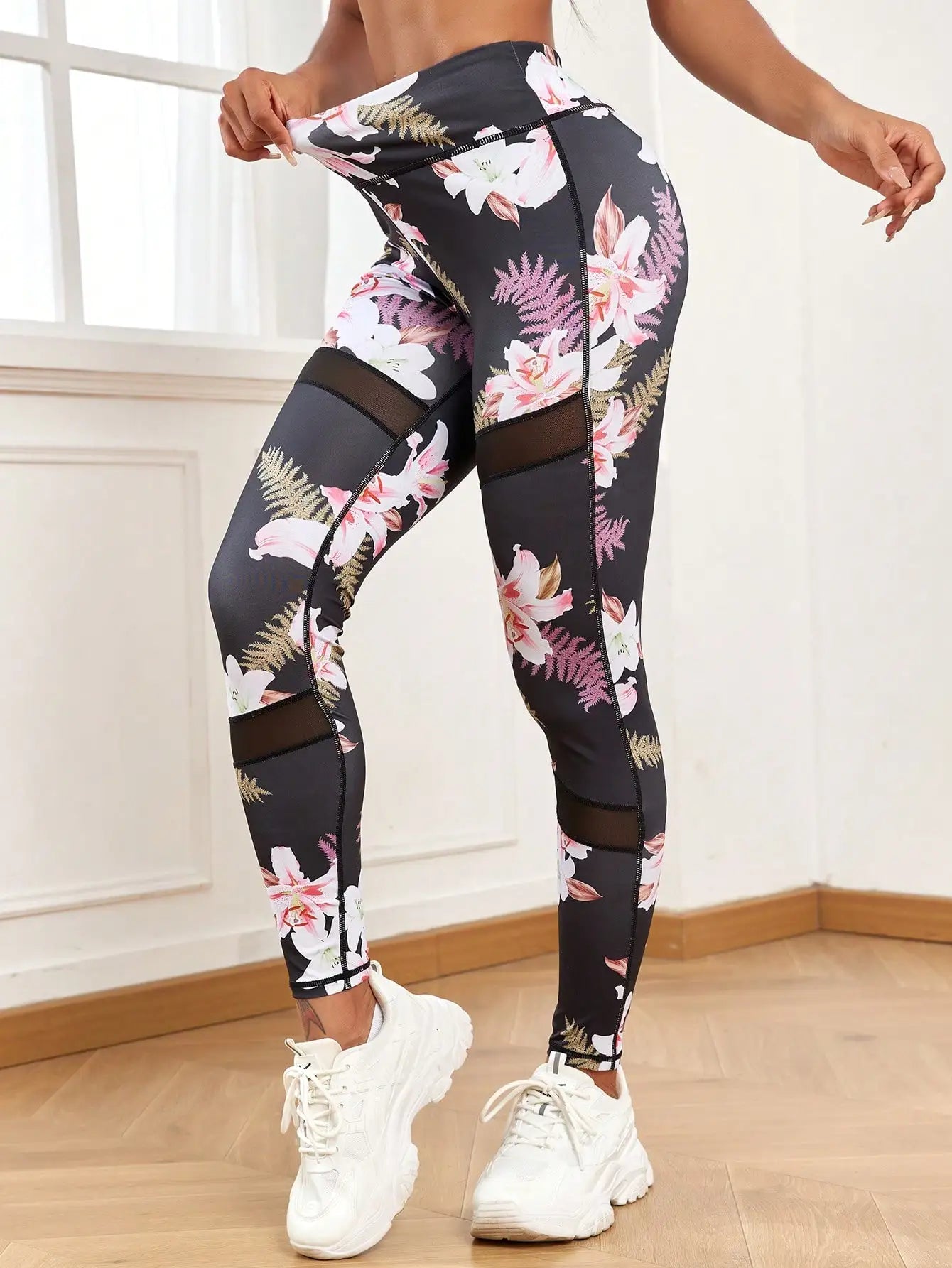 Floral Leggings - black / L