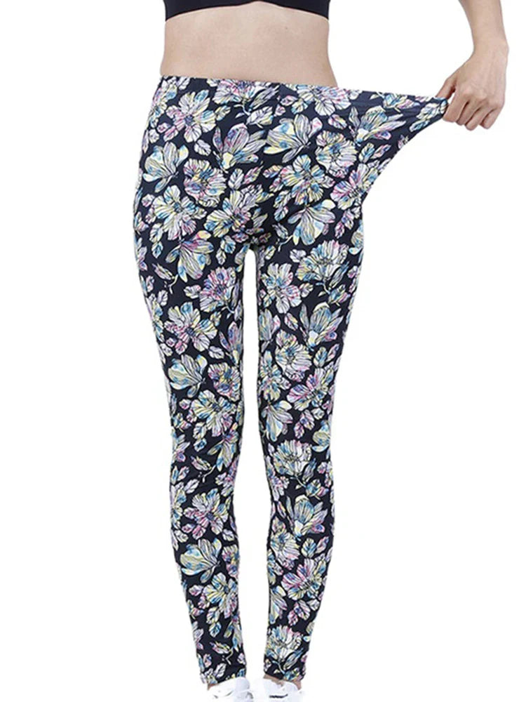 Floral Leggins - Yellow Pink Flower / M