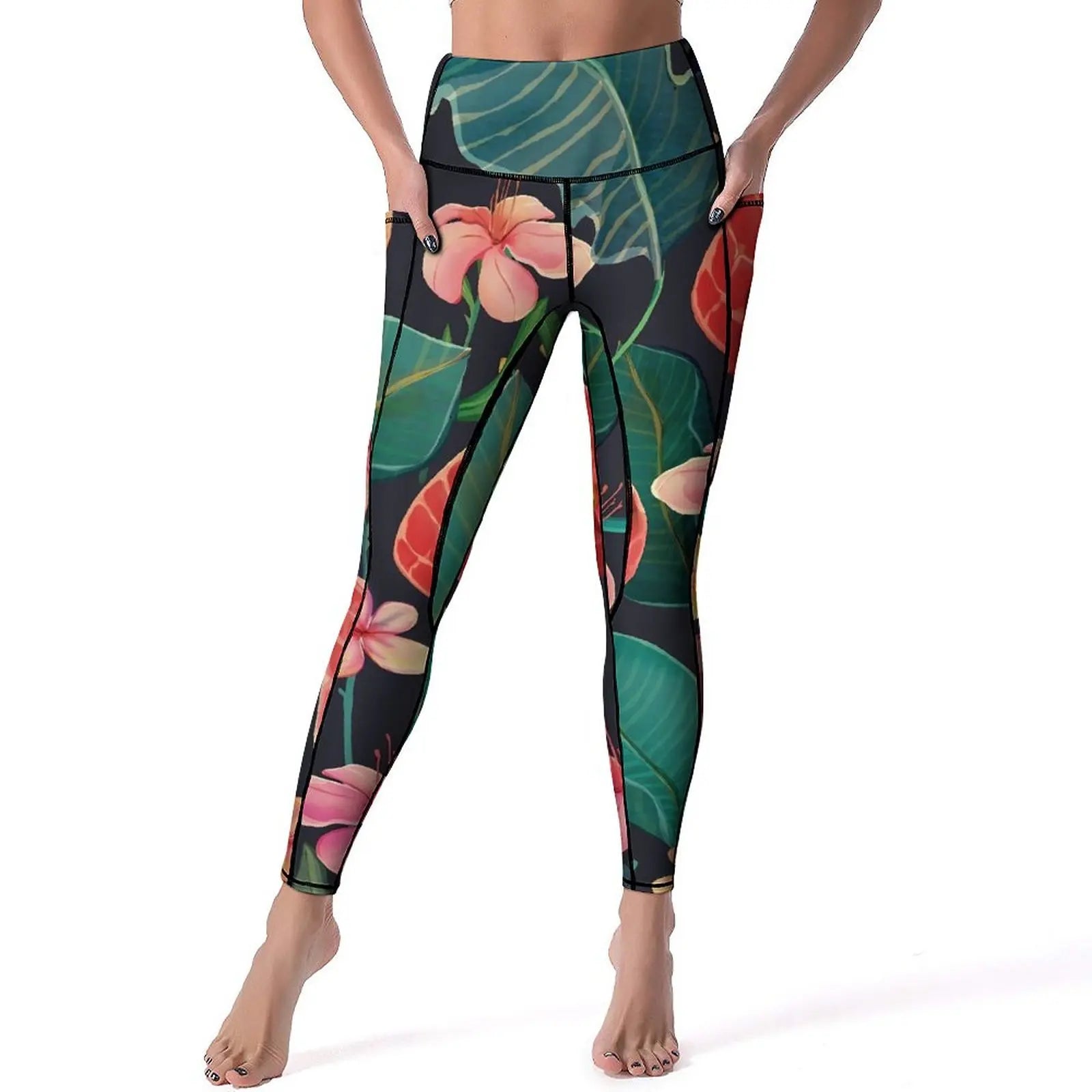 Flower Yoga Leggings - L