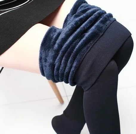 Girl Fleece Leggings - Navy blue / One Size