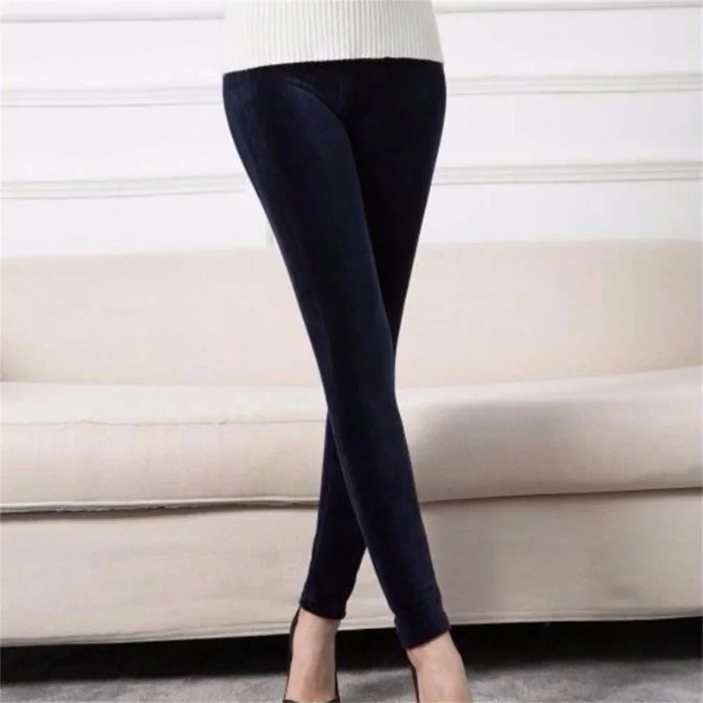 Girls Velvet Leggings - dark blue / XL