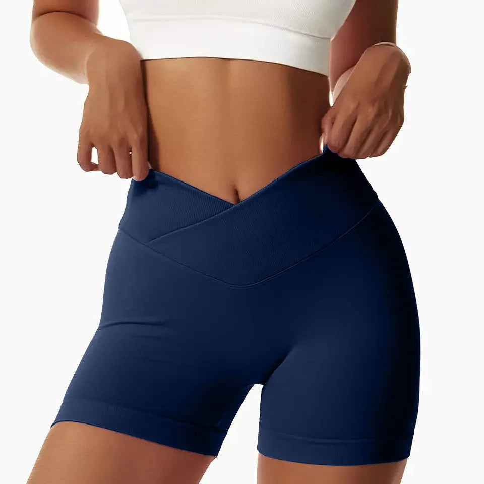 High Waist Legging Shorts Navy - Navy / L