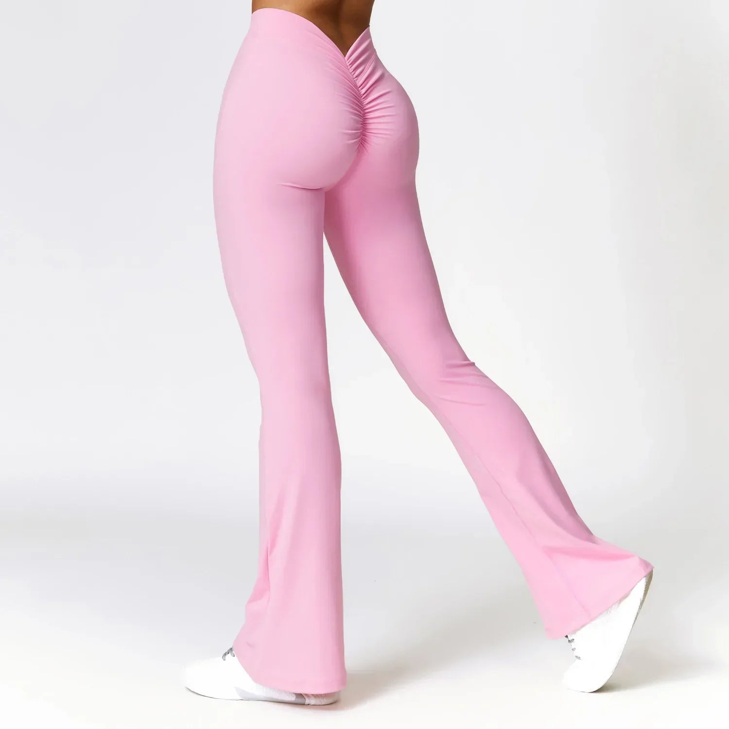 High Waisted Flare Leggings - Pink / M