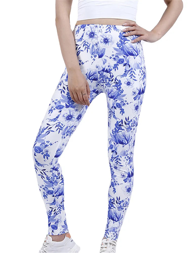 Ladies Floral Leggings - One Size