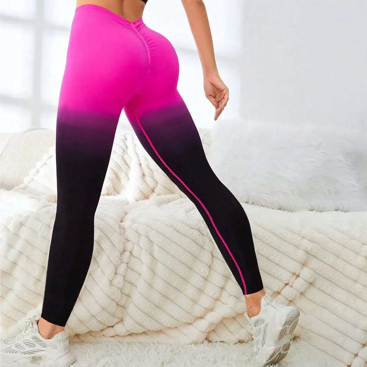 Pink Tie Dye Gym Leggings - pink / L