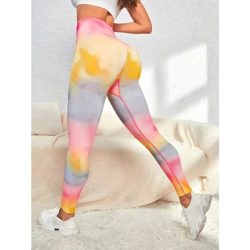 Pink Tie Dye Workout Leggings - pink / M