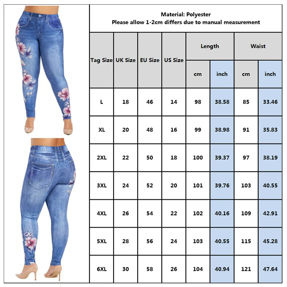 Plus Size Floral Leggings Jean