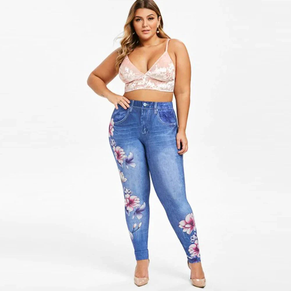 Plus Size Floral Leggings Jean