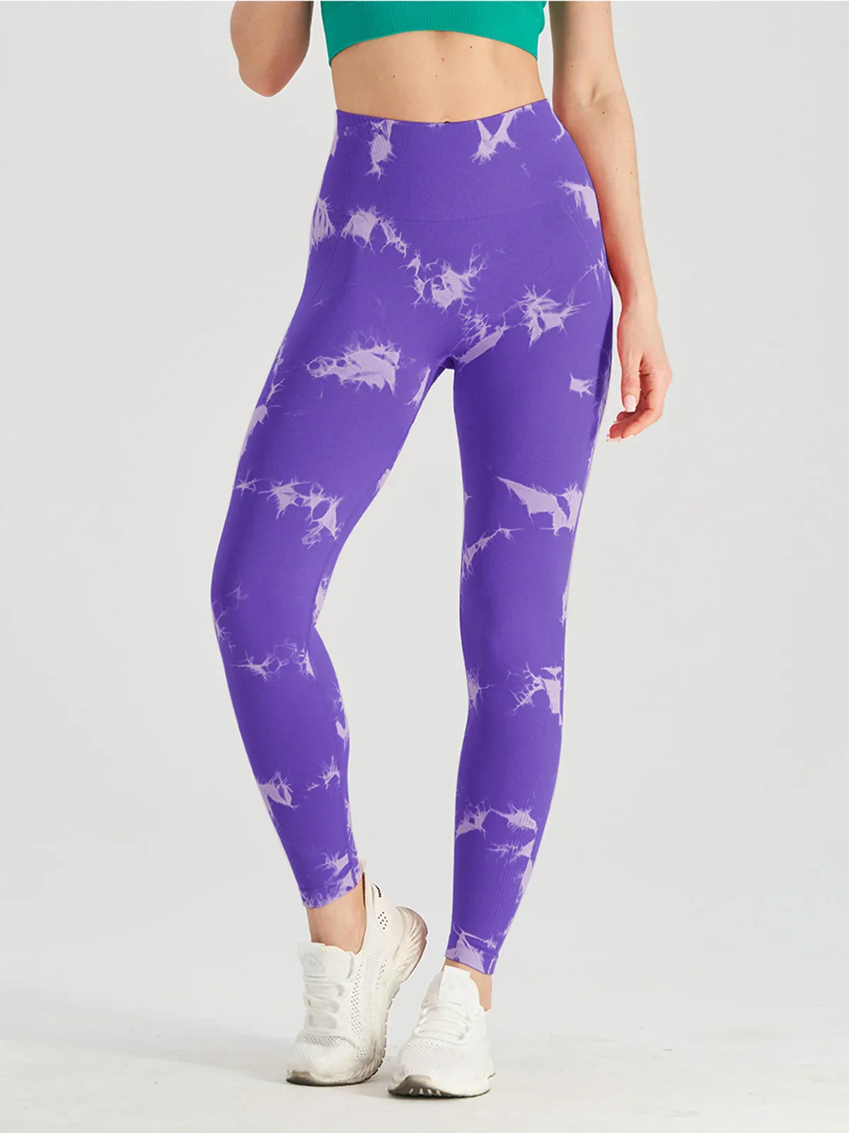 Purple Tie Dye Leggings - zp-White Purple / S