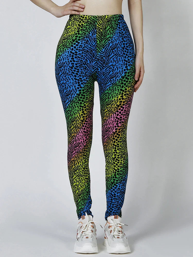 Rainbow Leopard Print Leggings - XXL