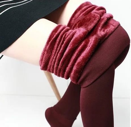 Thermal Lined Leggings Womens - Wine Red / One Size