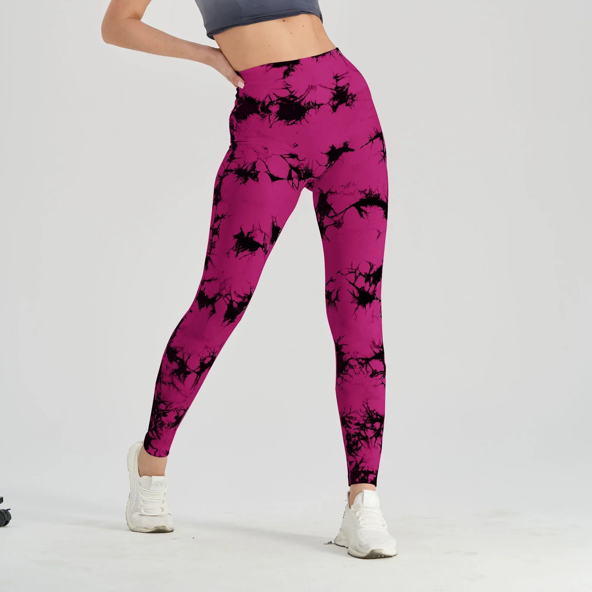 Tie Die Leggings - ck-Black Wine Red / S