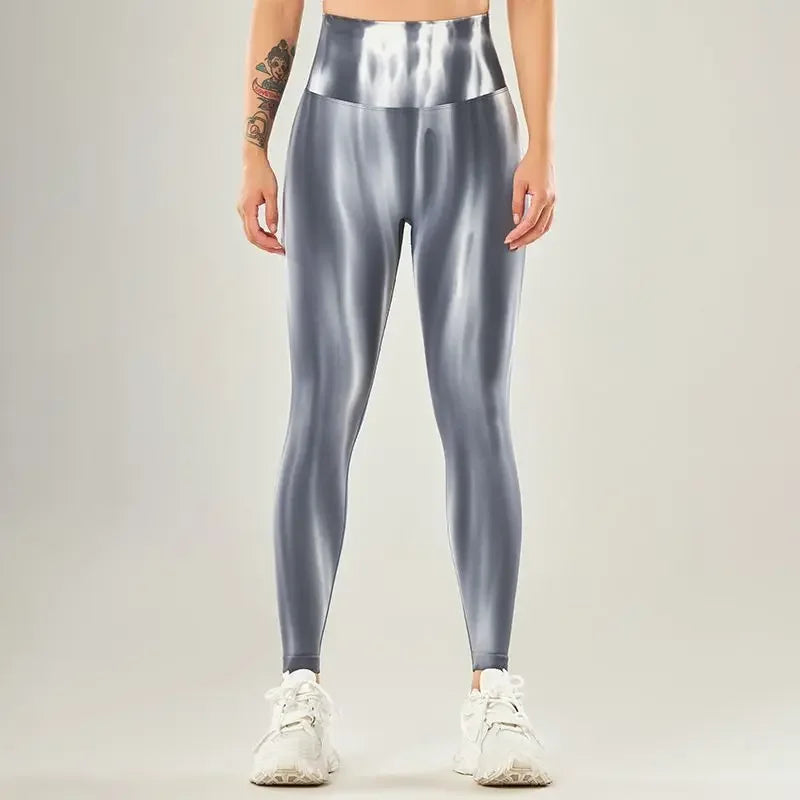 Tie Dye Fitness Leggings - Gray / S