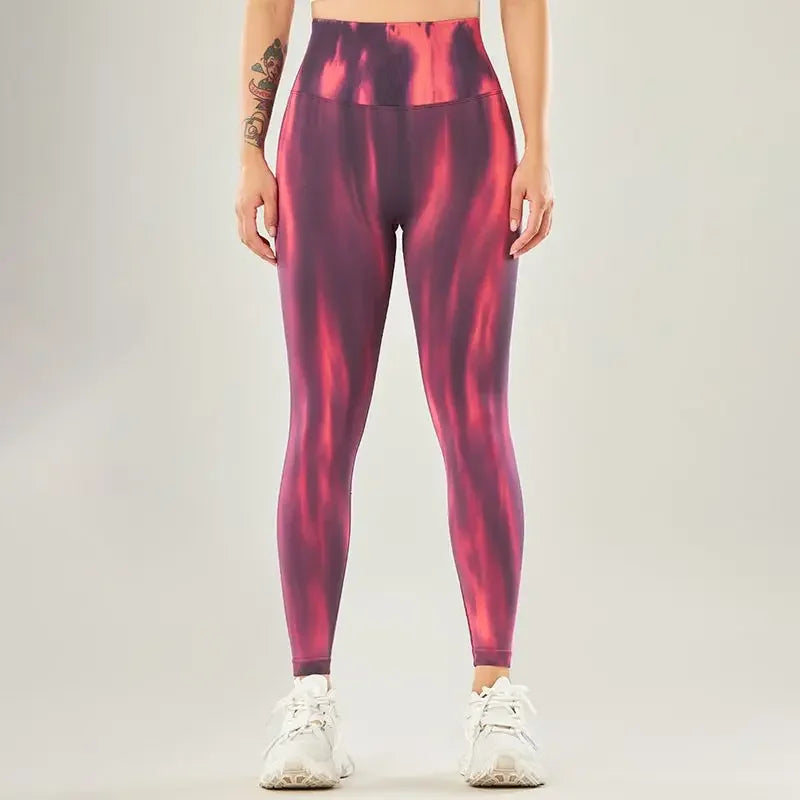 Tie Dye Gym Leggings - Red / M