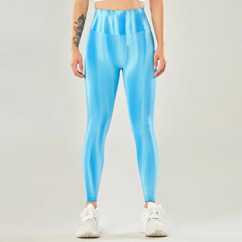 Tie Dye Leggings Workout - Light Blue / S