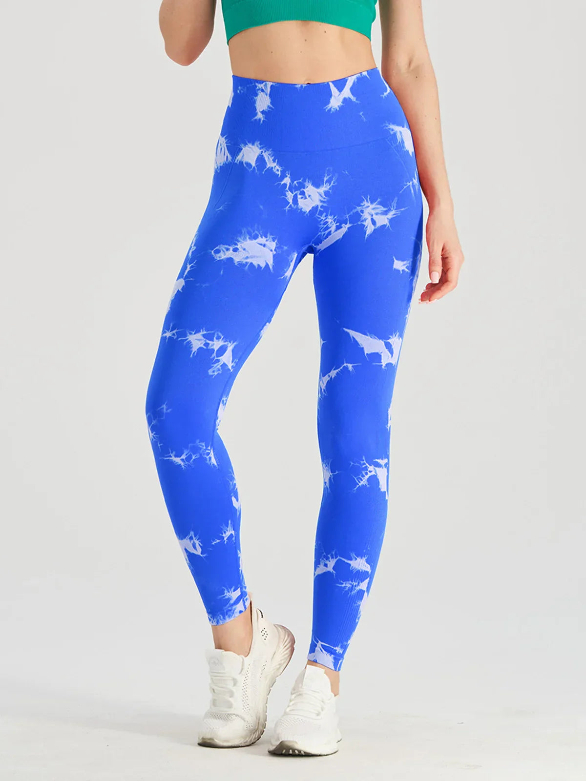 Tie Dye Scrunch Leggings - zp-Royal Blue / S