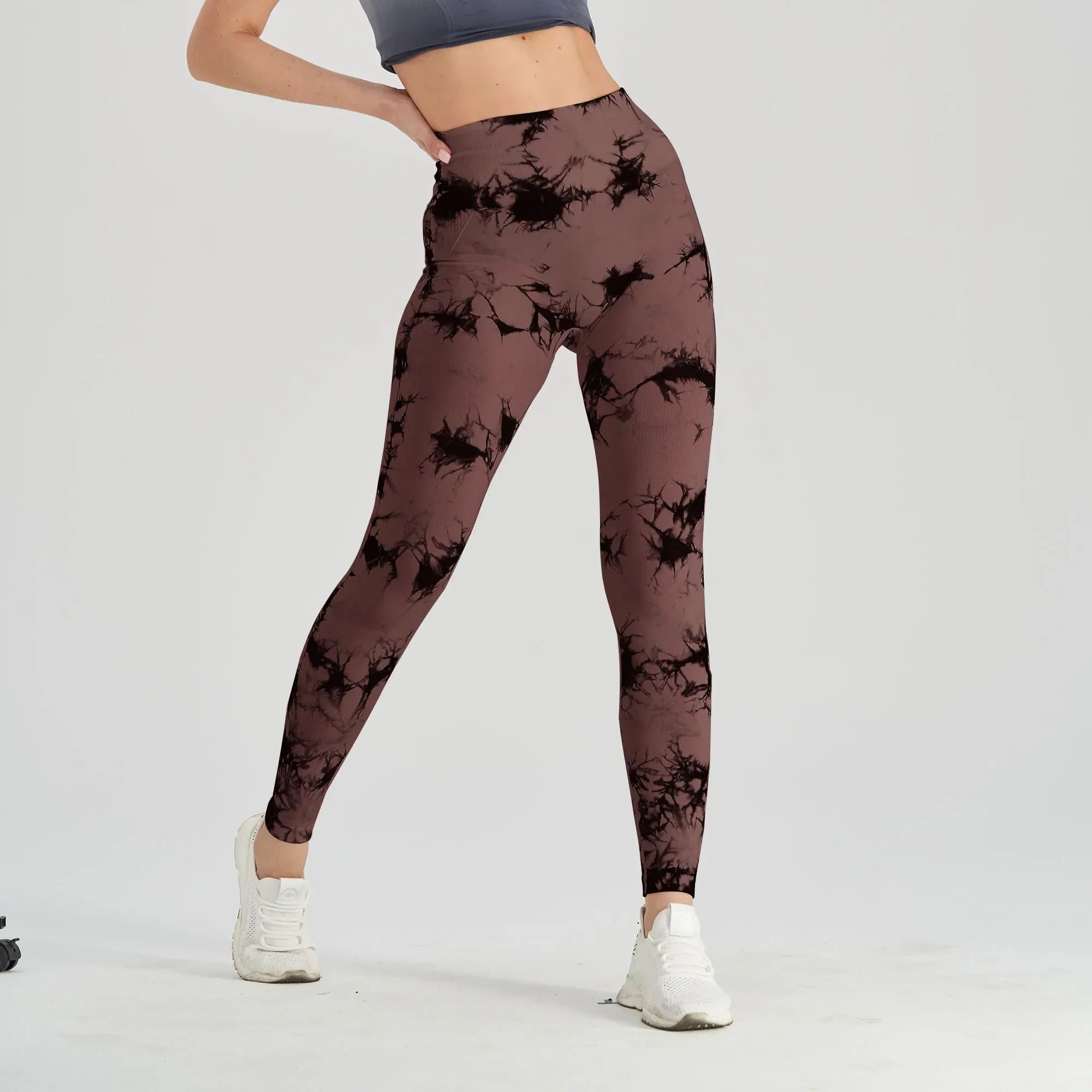 Tie Dye Yoga Pants Brown - ck-Black Coffee / S