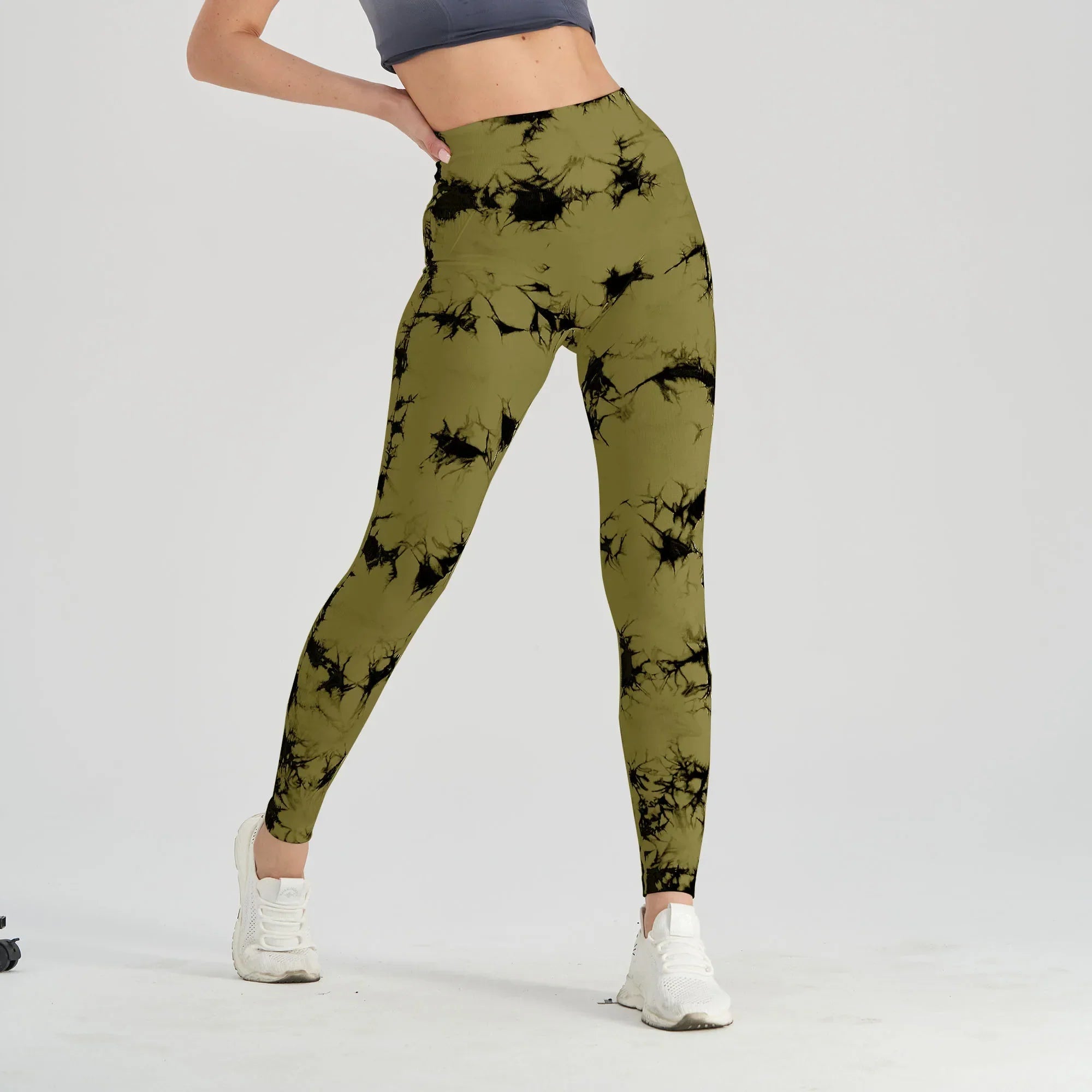 Tye Dye Leggings - ck-Black Army Green / S