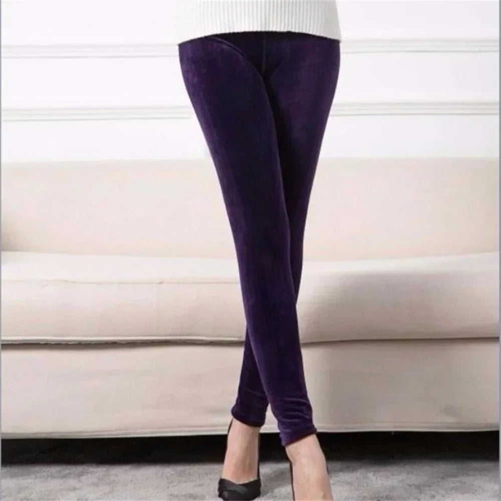 Velvet Leggings Purple - PURPLE / XL