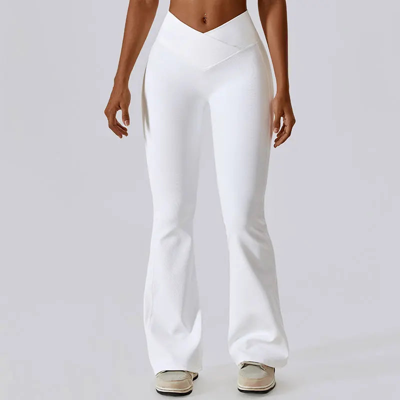 White Flare Leggings - swan white / M