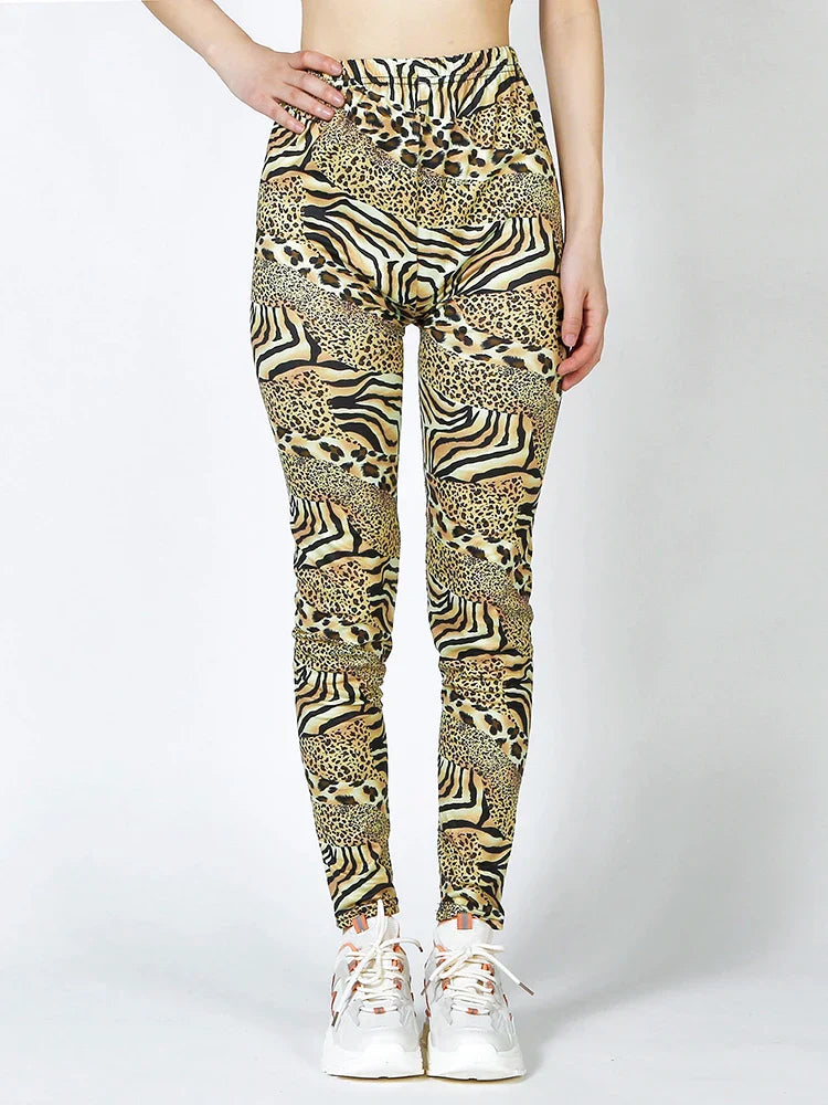 Womens Leopard Print Leggings - XL