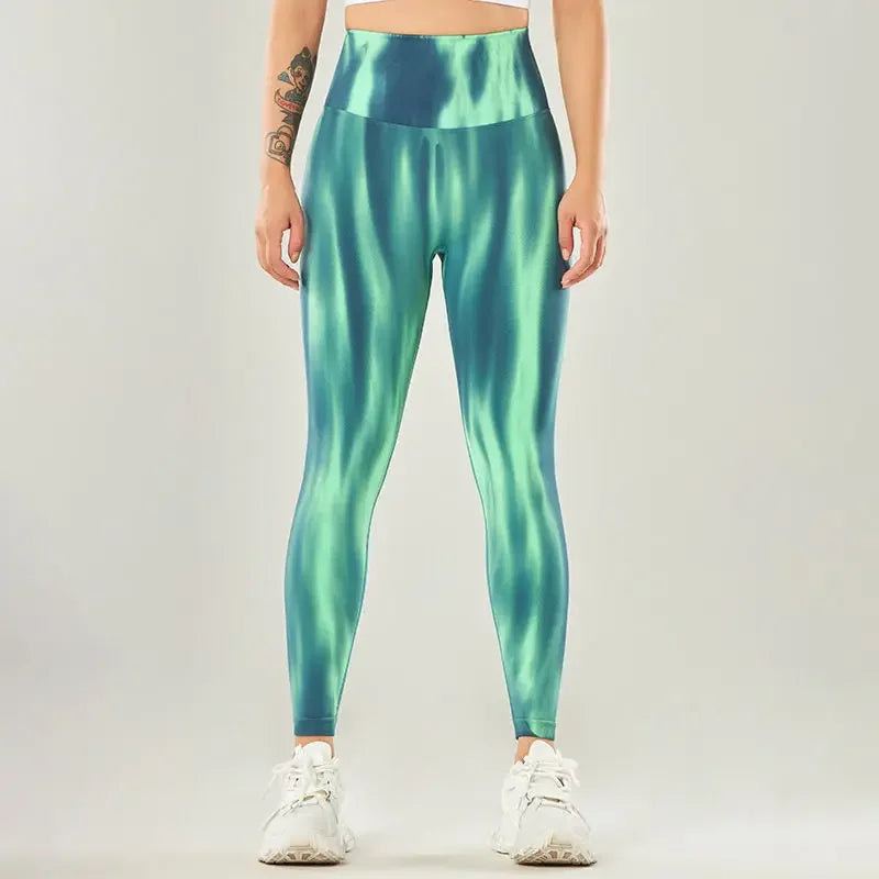 Yoga Pants Tie Dye - Green / M